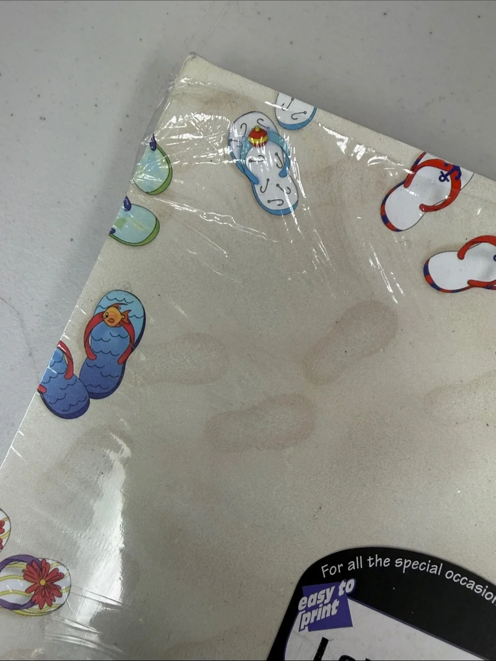Kids Flip Flops Patterned Stationery - Cream Easy to Print Letterhead 8.5x11
